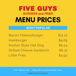 Five Guys Menu Prices In Canada Menu Prices Canada