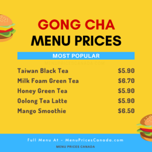 Gong Cha Menu Prices In Canada Menu Prices Canada