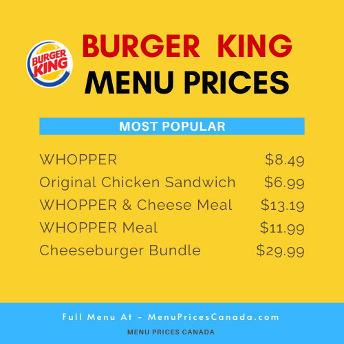 Burger King Menu and Prices in Canada